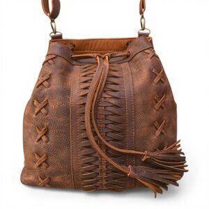 Urban Artisan Handmade Brown Leather Boho Bucket Bag | Crossbody / Shoulder